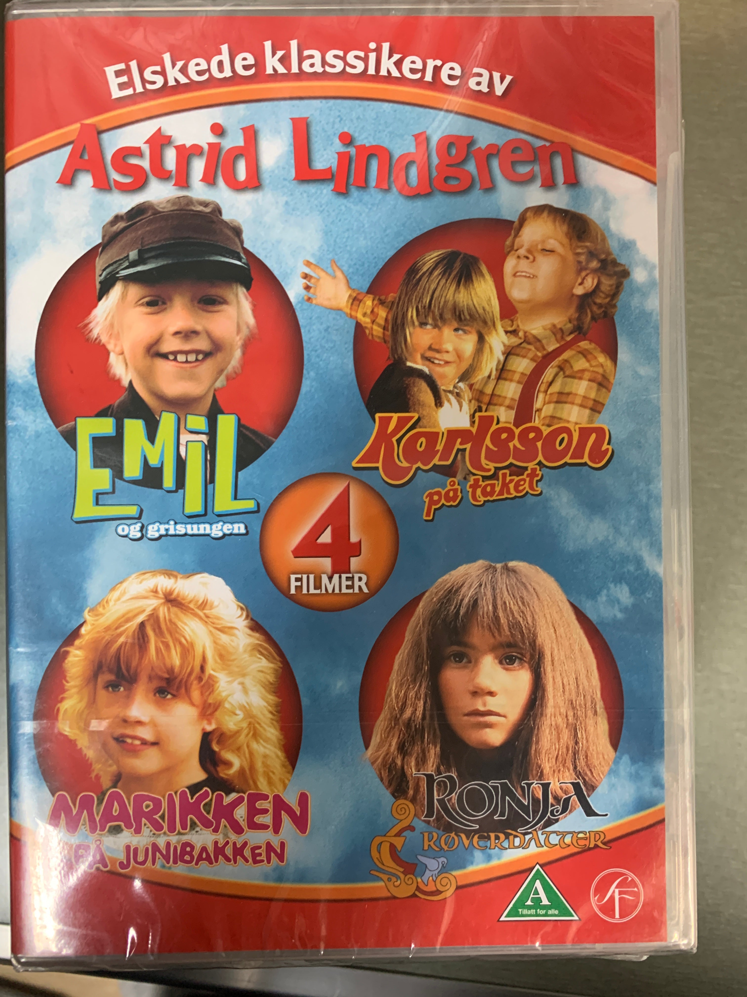 Astrid Lindgren - 4 Filmer (Emil, Karlsson, Marikken, Ronja). DVD. Ny i plast!