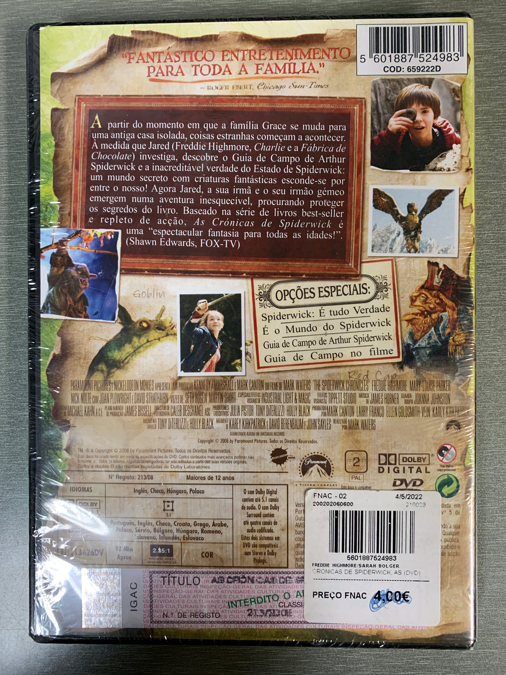 As Crónicas de Spiderwick (Spiderwick-krønikene). 2008. DVD. Ny i plast!