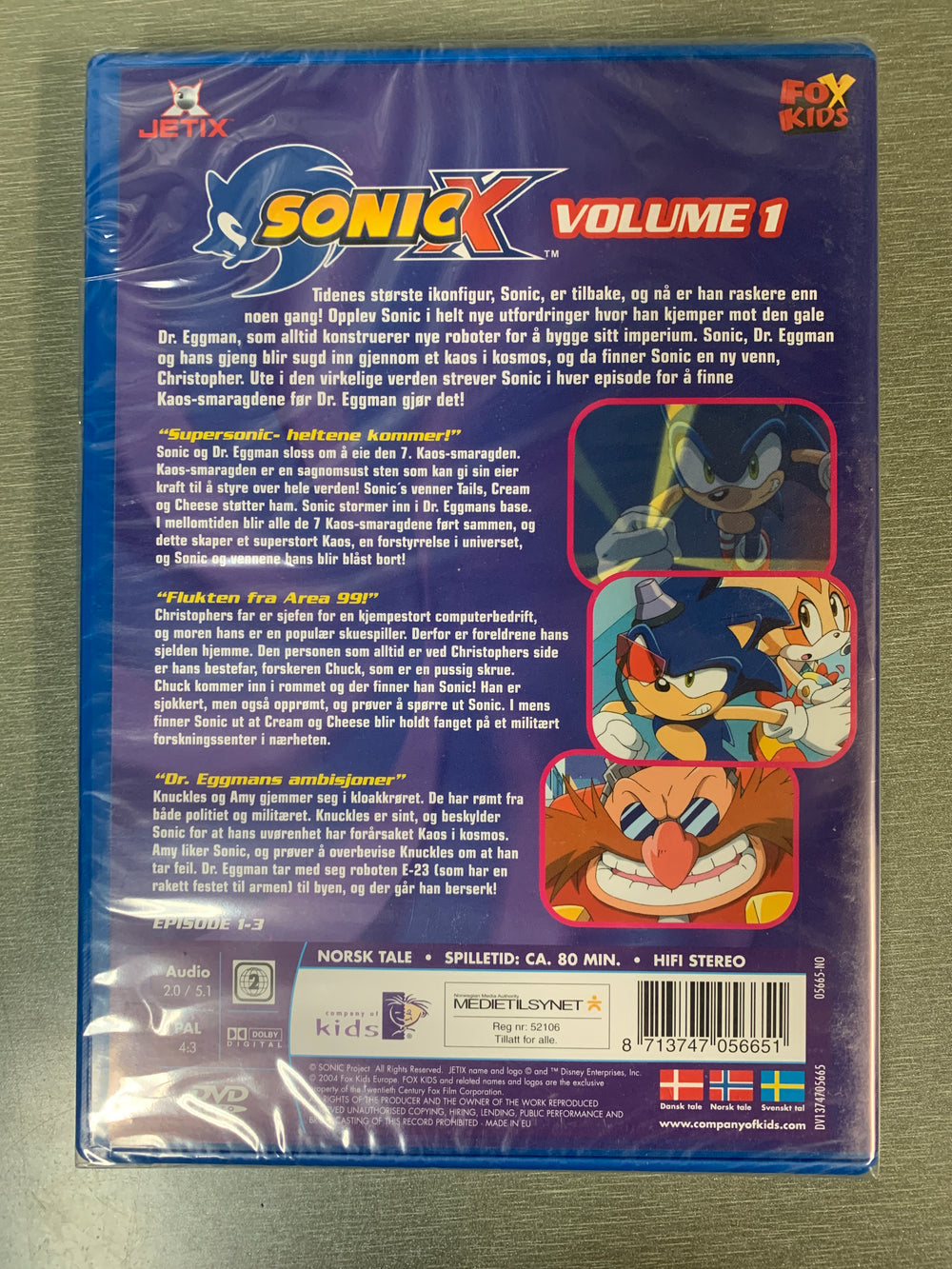 Sonic X: Volume 1. 2004. DVD. Ny i plast!