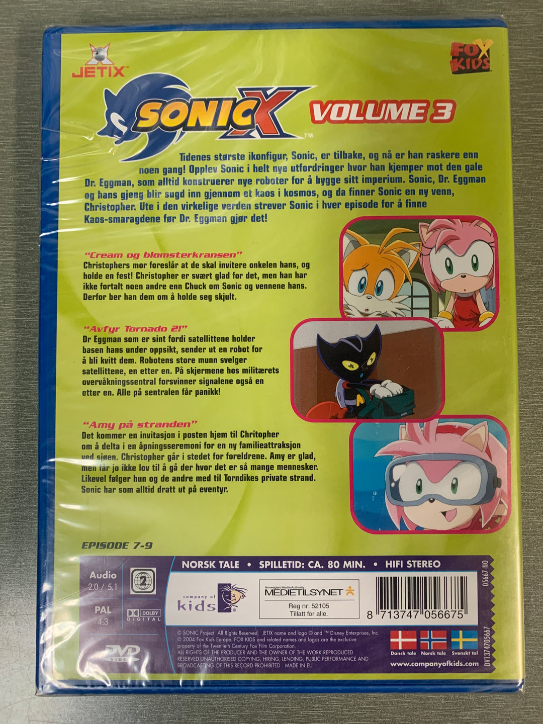 Sonic X: Volume 3. 2004. DVD. Ny i plast!