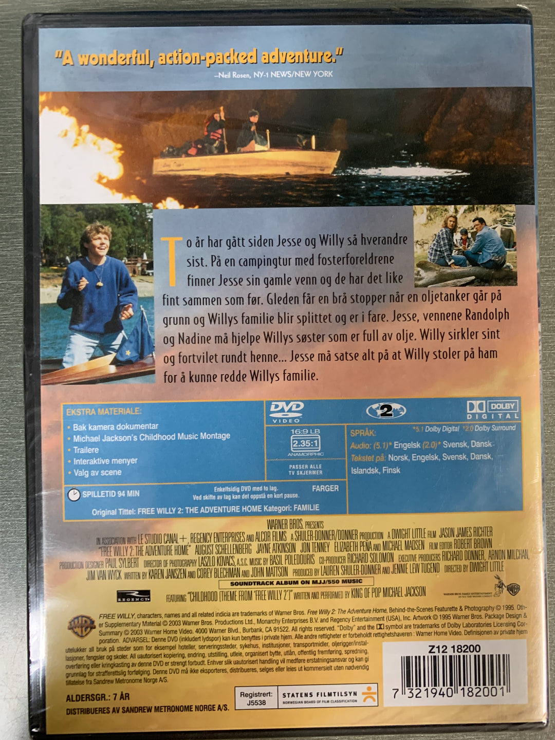 Free Willy 2. 1995. DVD. Ny i plast!