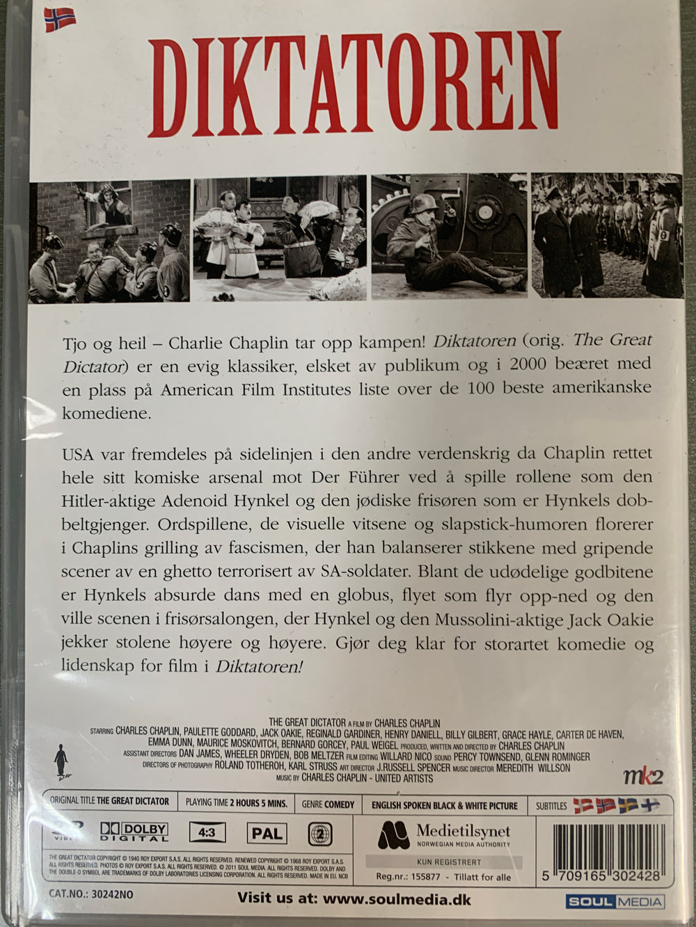 Diktatoren (The Great Dictator). 1940. DVD.