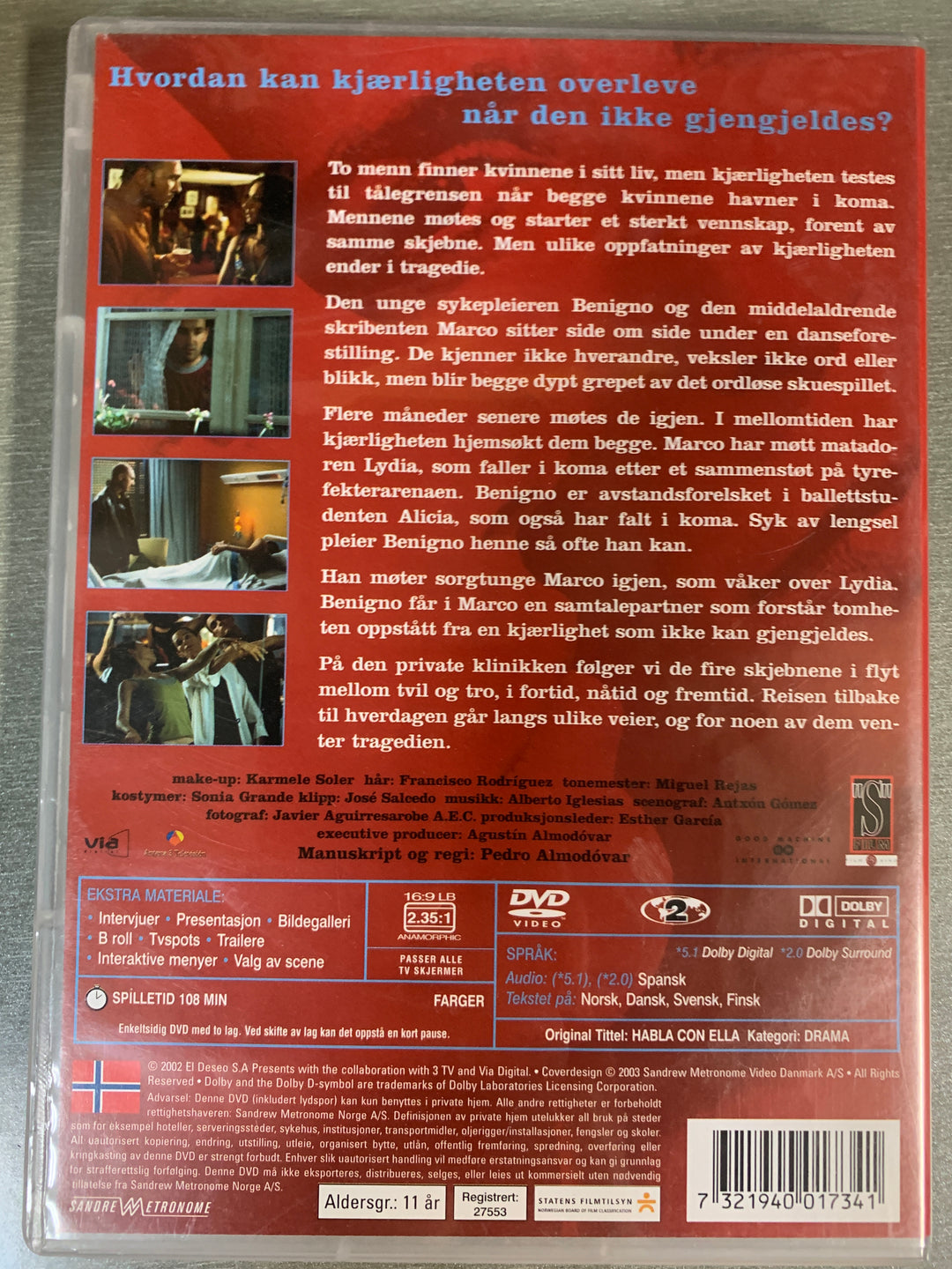 Snakk til henne (Hable con ella). DVD.