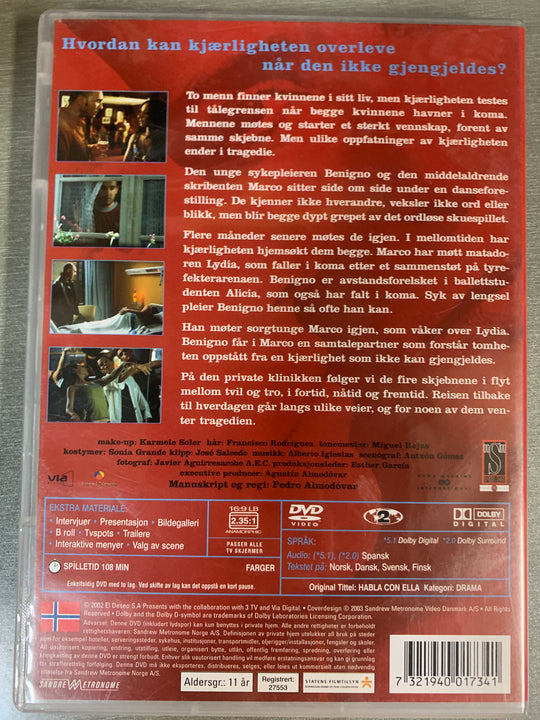 Snakk til henne (Hable con ella). DVD.