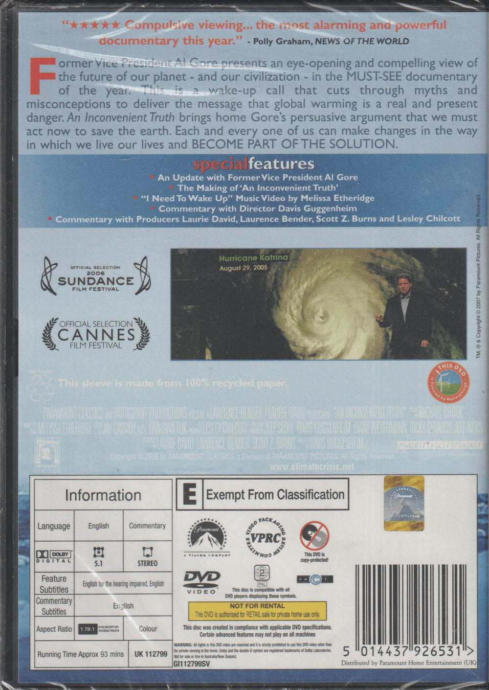 An Inconvenient Truth. 2006. DVD. Ny i plast!