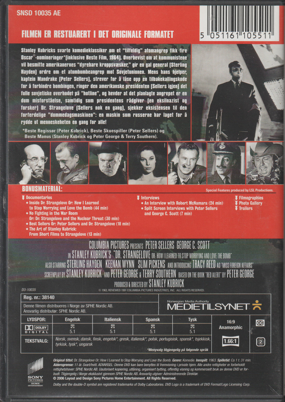 Dr. Strangelove or: How I Learned to Stop Worrying and Love the Bomb. 1964. DVD.