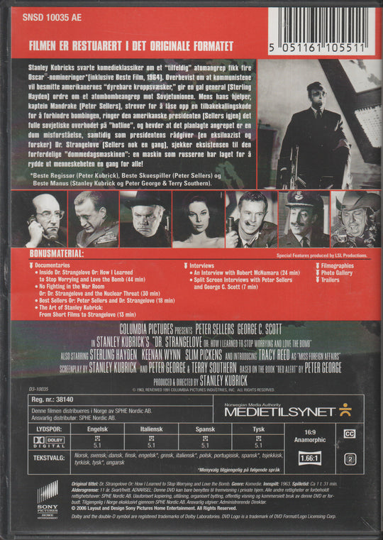 Dr. Strangelove or: How I Learned to Stop Worrying and Love the Bomb. 1964. DVD.