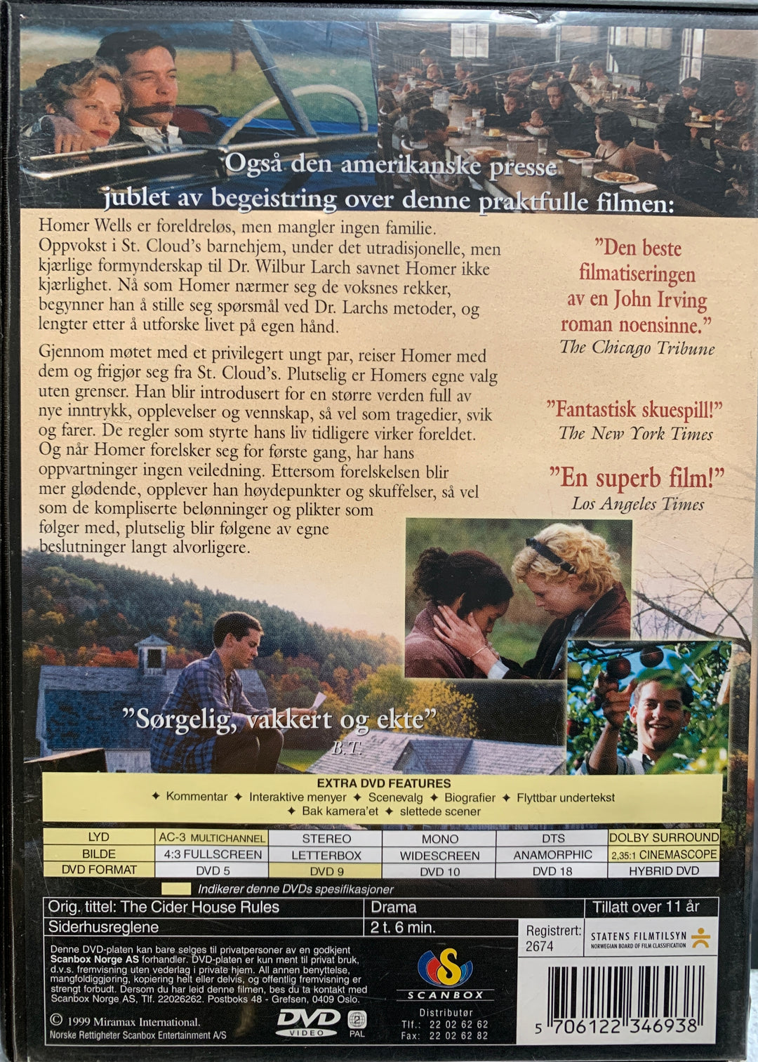 Siderhusreglene (The Cider House Rules). 1999. DVD.