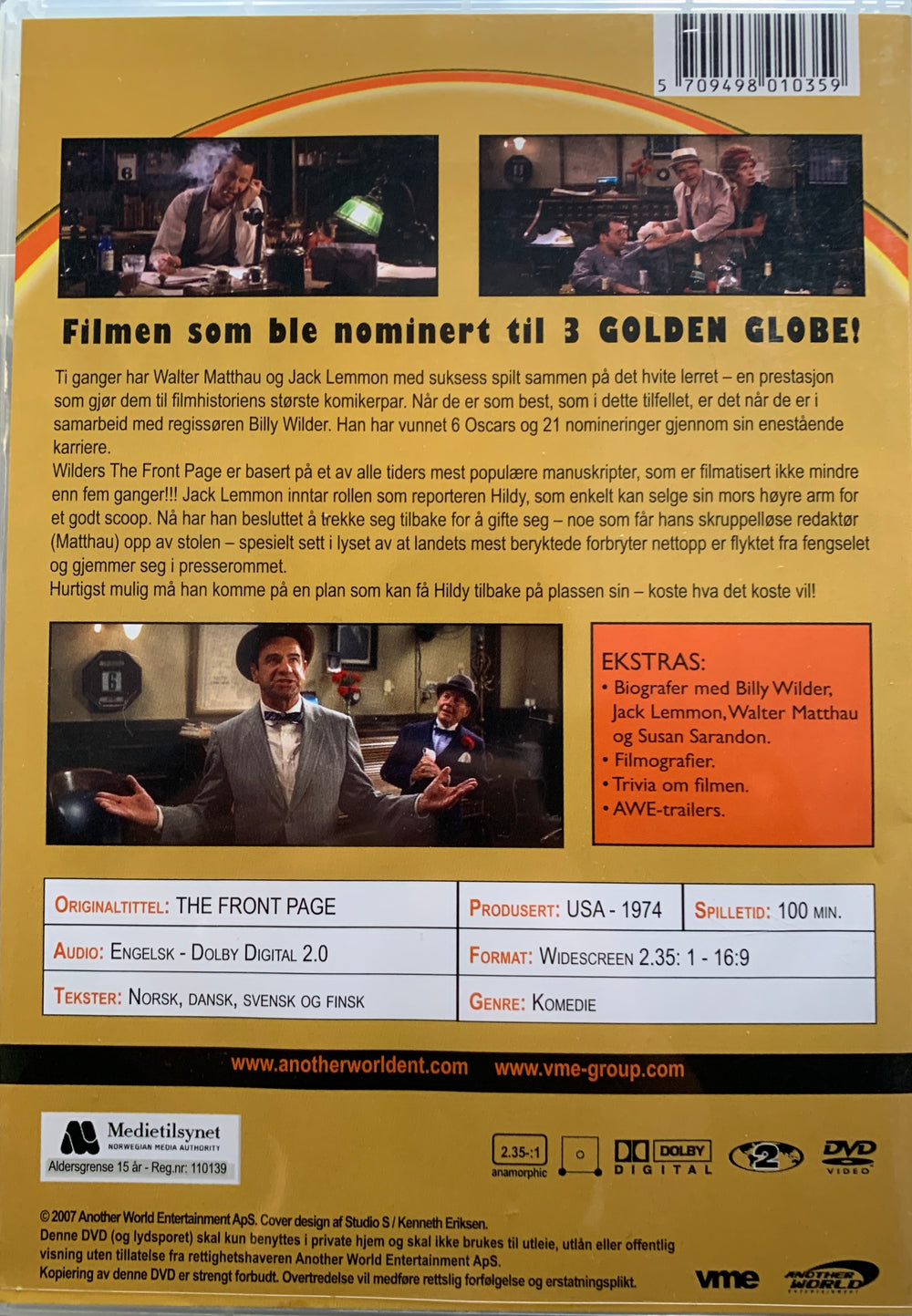 The Front Page. 1974. DVD.
