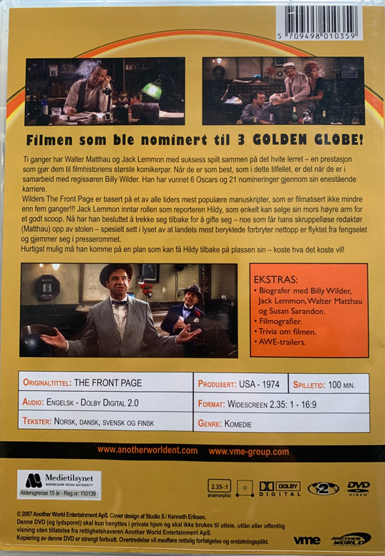 The Front Page. 1974. DVD.