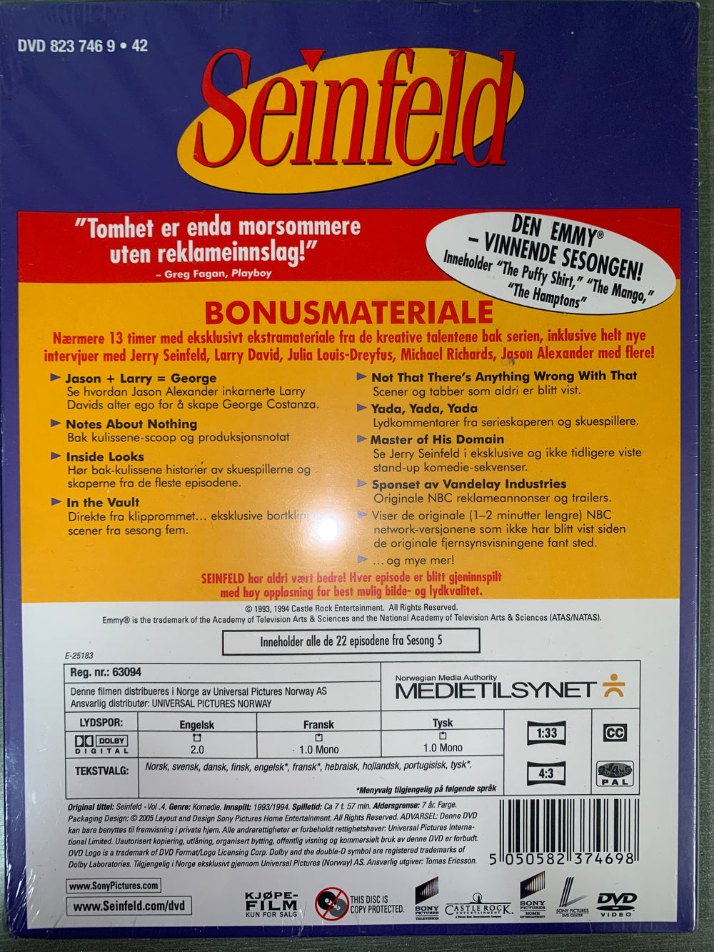 Seinfeld: Sesong 5. 1993. DVD samleboks.