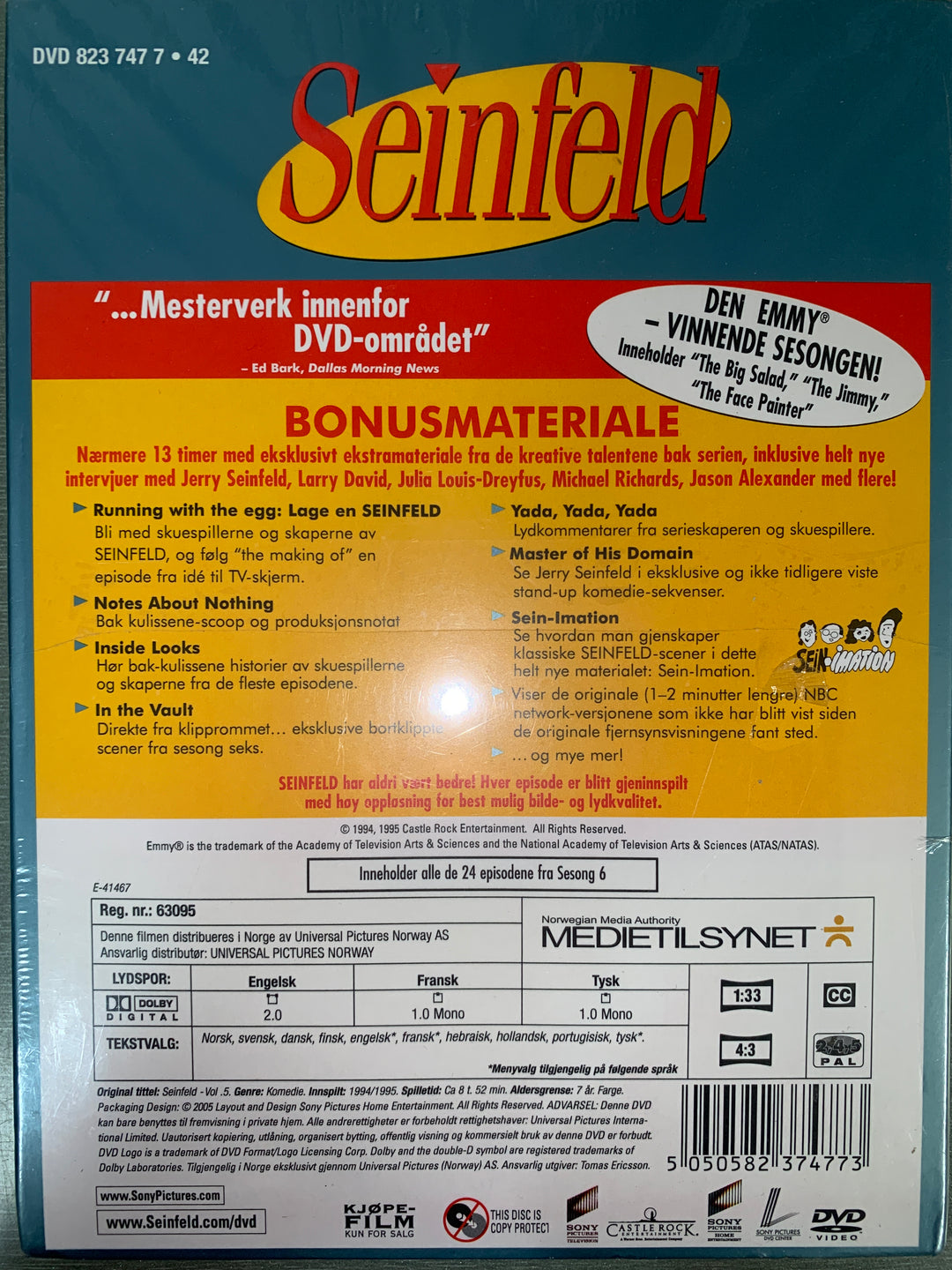 Seinfeld: Sesong 6. 1994. DVD samleboks.