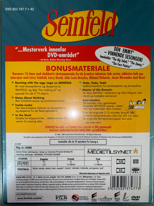 Seinfeld: Sesong 6. 1994. DVD samleboks.