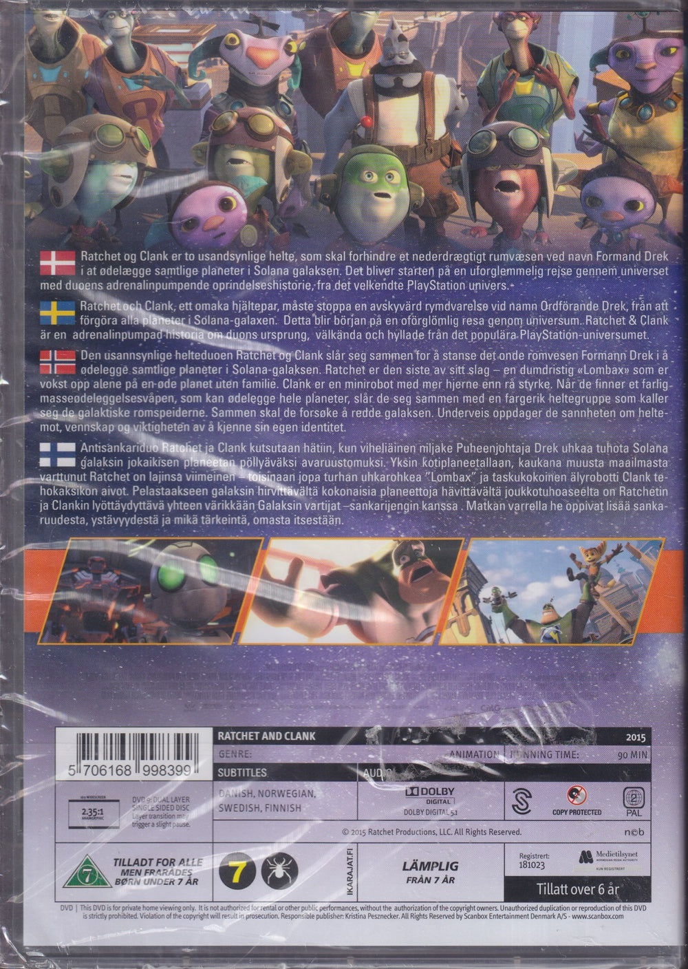 Ratchet & Clank. 2016. DVD. Ny i plast!