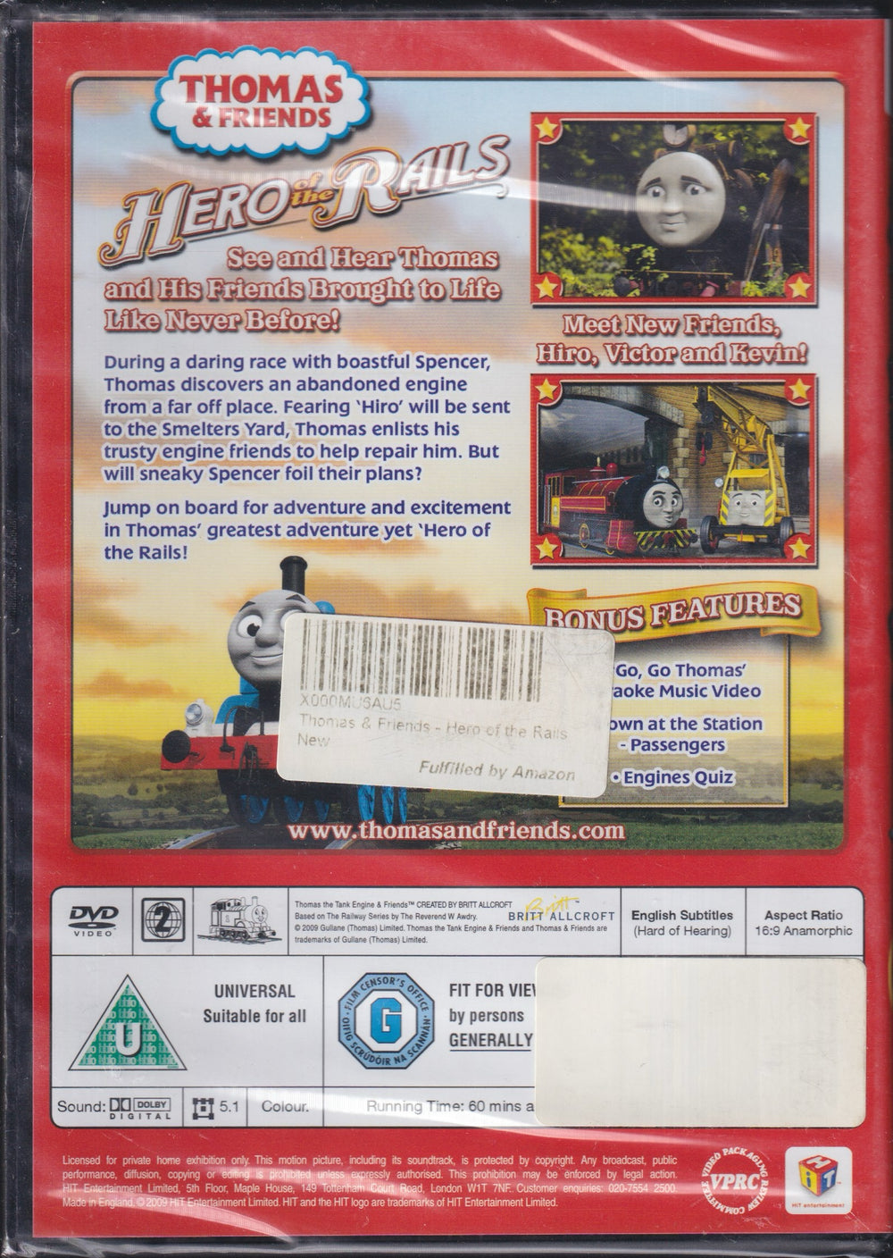 Thomas & Friends: Hero of the Rails. 2009. DVD. Ny i plast!