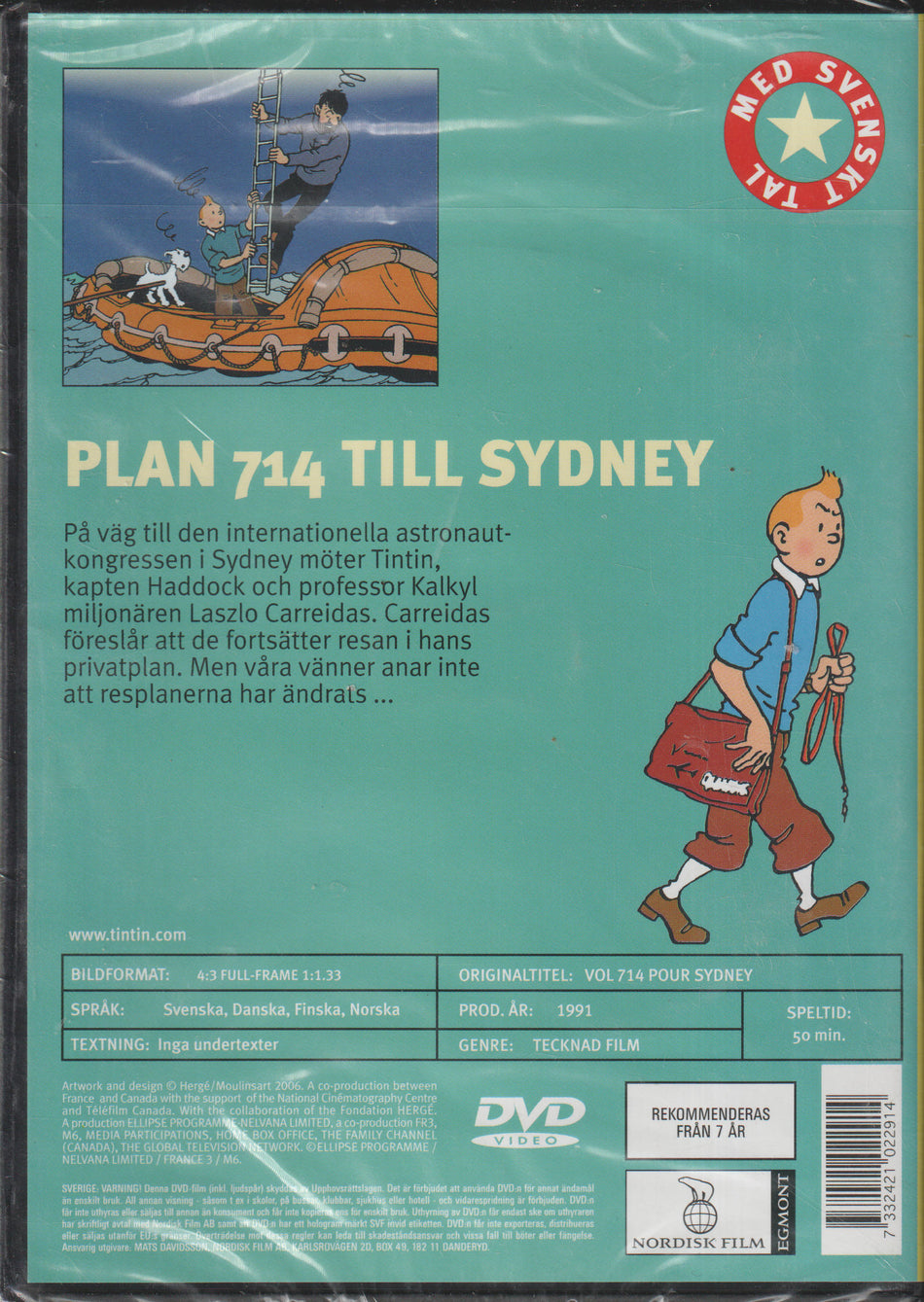 Tintins äventyr: Plan 714 till Sydney. 1991. DVD. Ny i plast!