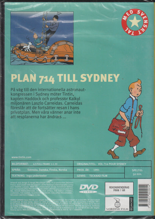 Tintins äventyr: Plan 714 till Sydney. 1991. DVD. Ny i plast!
