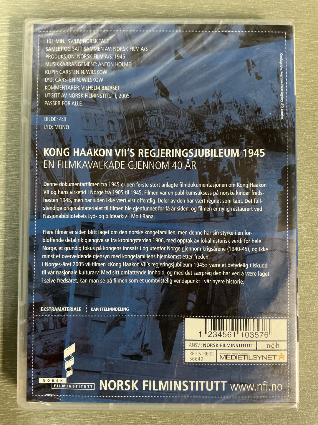 Kong Haakon VII's regjeringsjubileum 1945 – En filmkavalkade gjennom 40 år. 1945. DVD. Ny i plast!