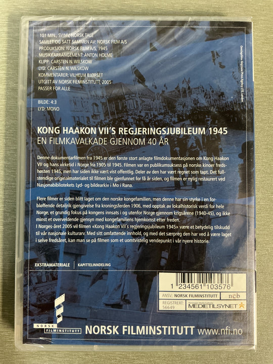 Kong Haakon VII's regjeringsjubileum 1945 – En filmkavalkade gjennom 40 år. 1945. DVD. Ny i plast!