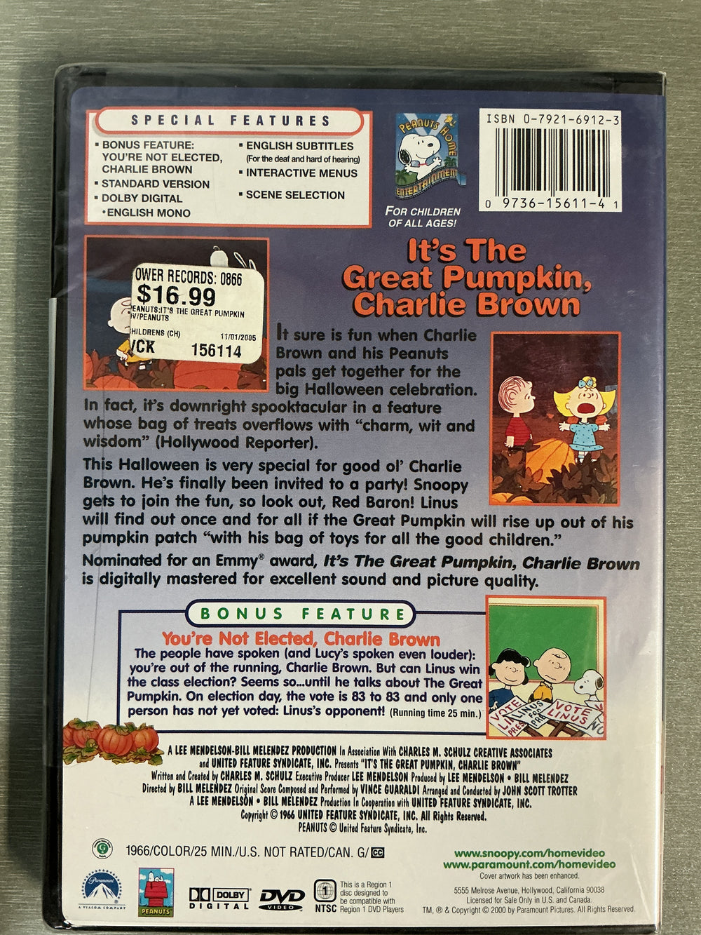 It's the Great Pumpkin, Charlie Brown. 1966. DVD. Ny i plast!