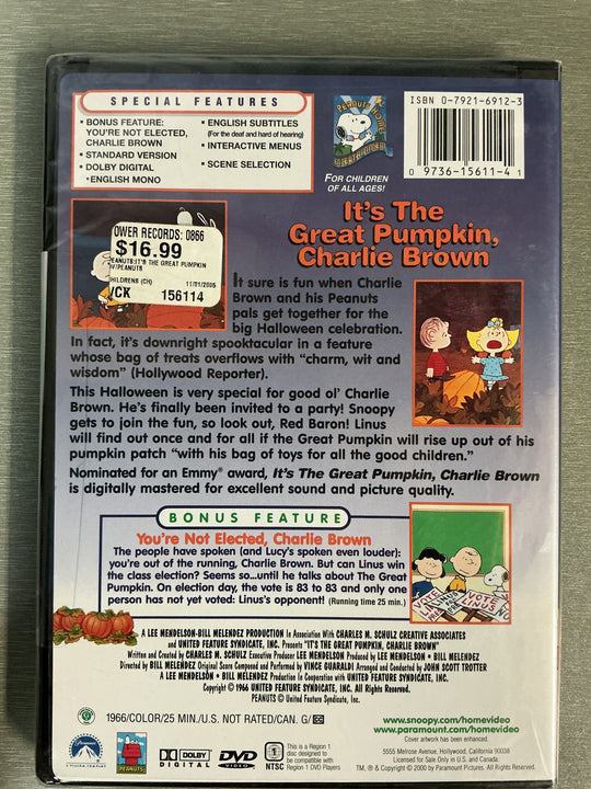 It's the Great Pumpkin, Charlie Brown. 1966. DVD. Ny i plast!