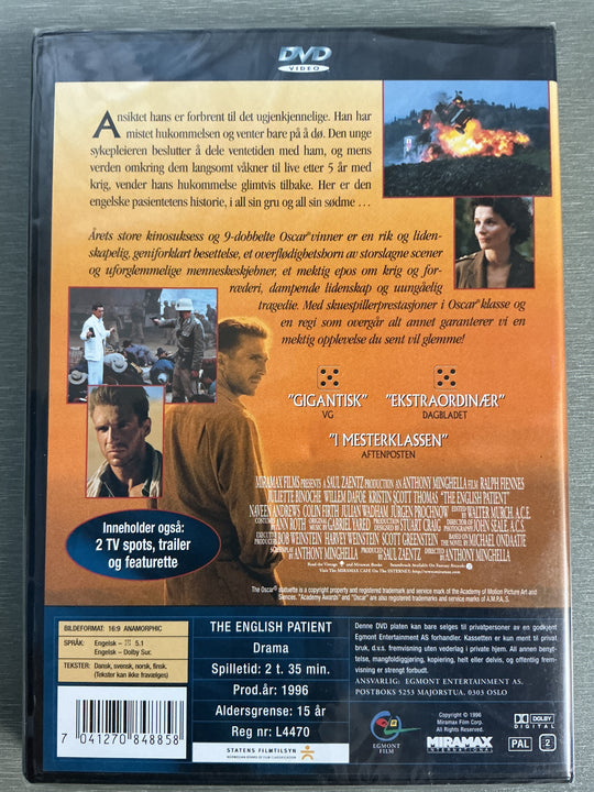 Den engelske pasienten. 1996. DVD. Ny i plast!