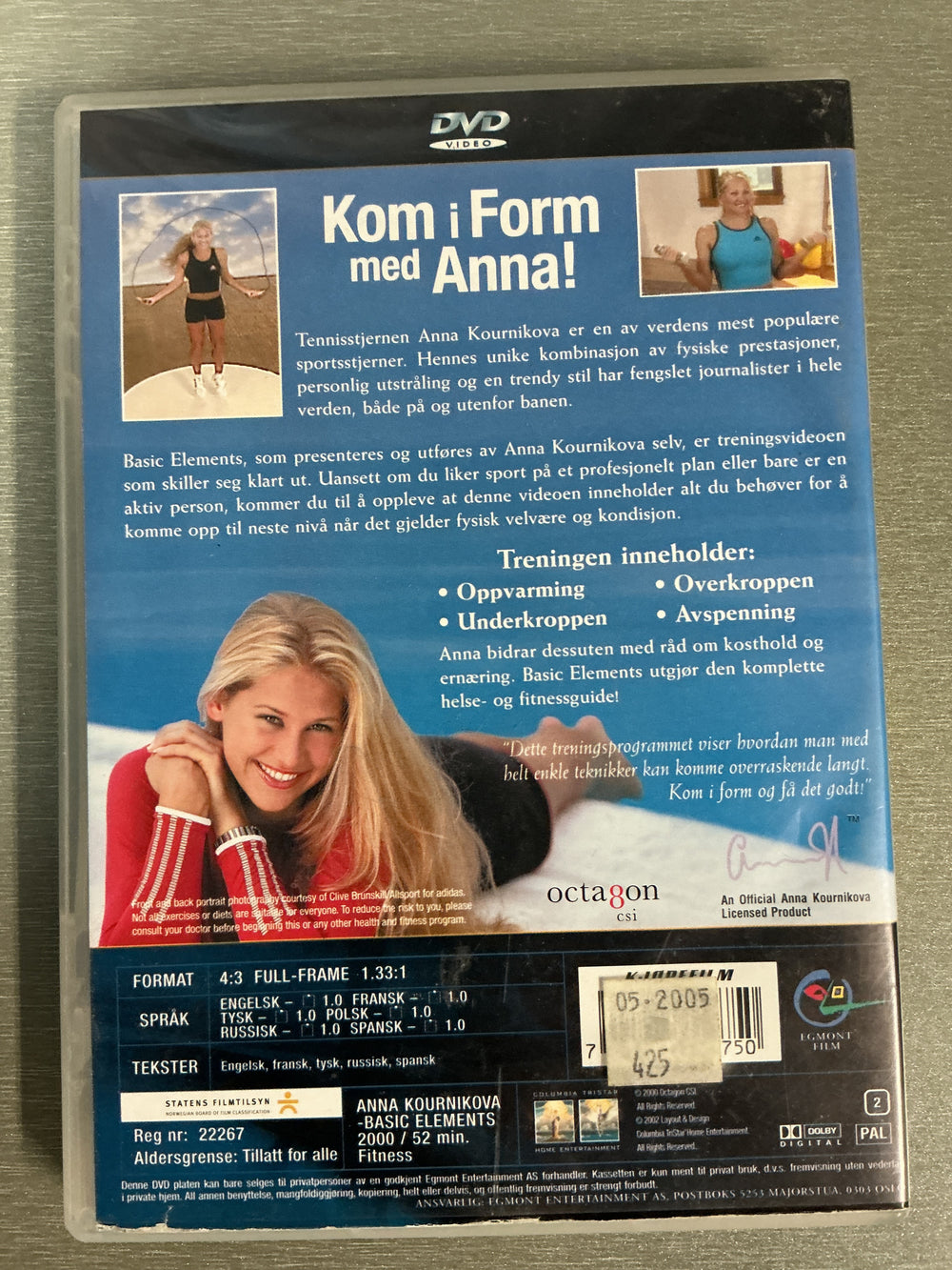 Anna Kournikova: Basic Elements – Min komplette fitnessguide. 2000. DVD.