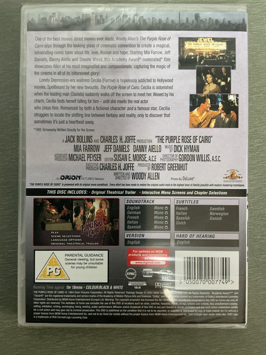 The Purple Rose of Cairo. 1985. DVD. Ny i plast!
