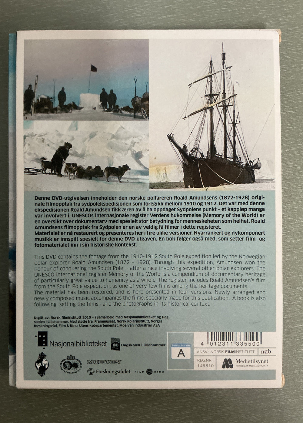 Roald Amundsens sydpolsferd (1910–1912). 2010. DVD.