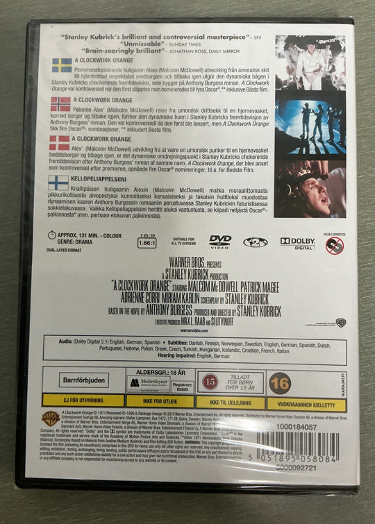 A Clockwork Orange. 1971. DVD. Ny i plast!