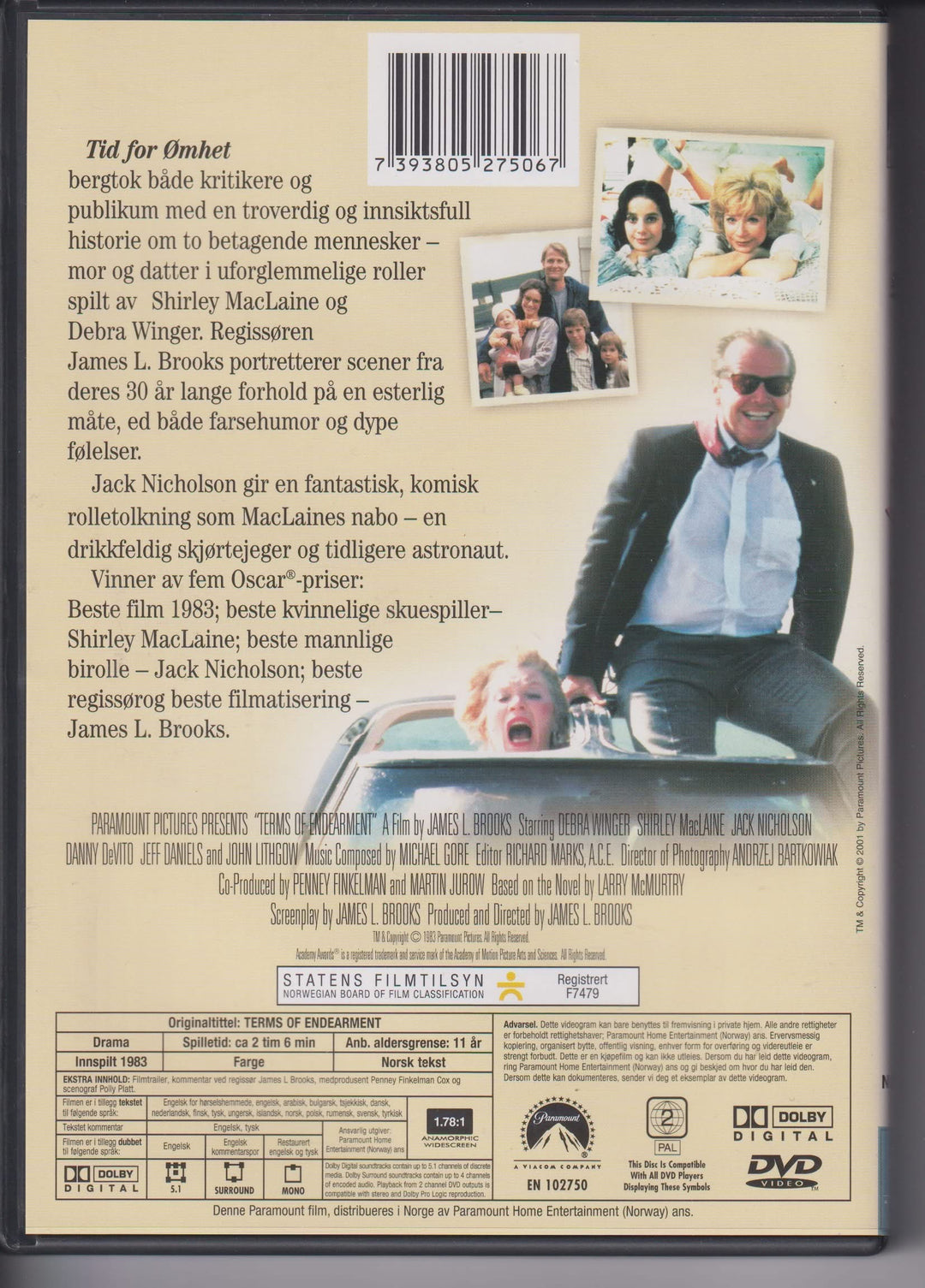 Tid for ømhet. 1983. DVD. Ny i plast!