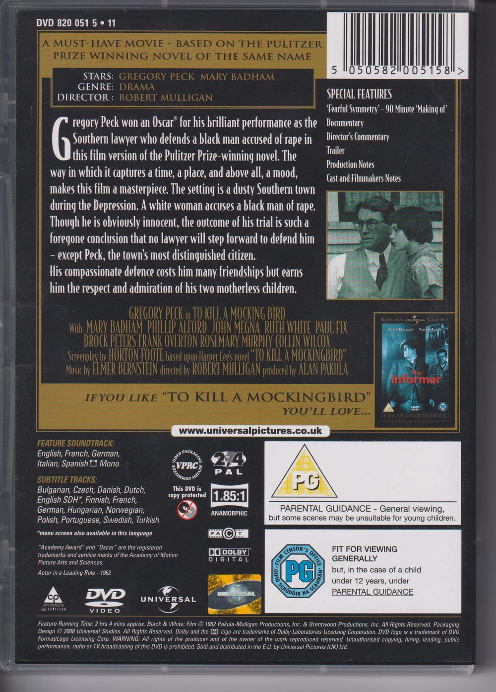 To Kill a Mockingbird. 1962. DVD.