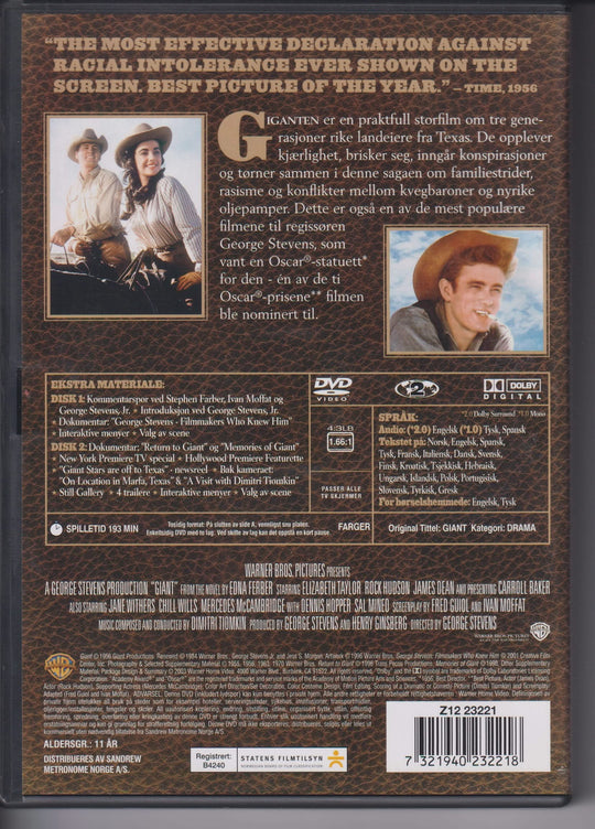 Giant – Two-Disc Special Edition. 1956. DVD.