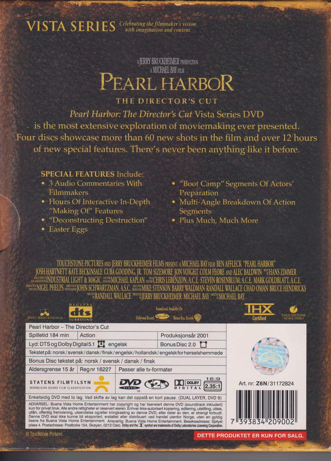 Pearl Harbor – The Director's Cut (Vista Series). 2001. DVD.