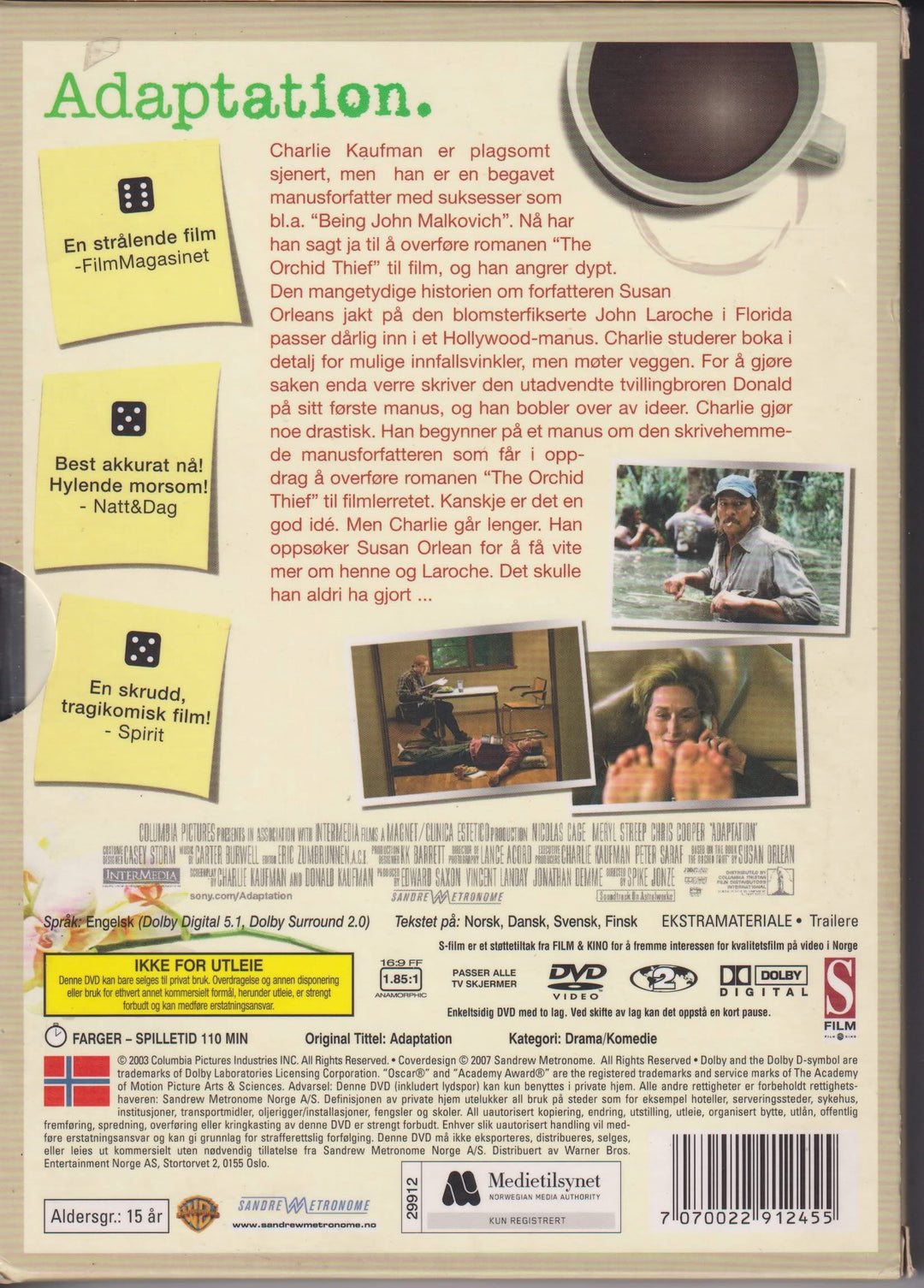 Adaptation. 2002. DVD.