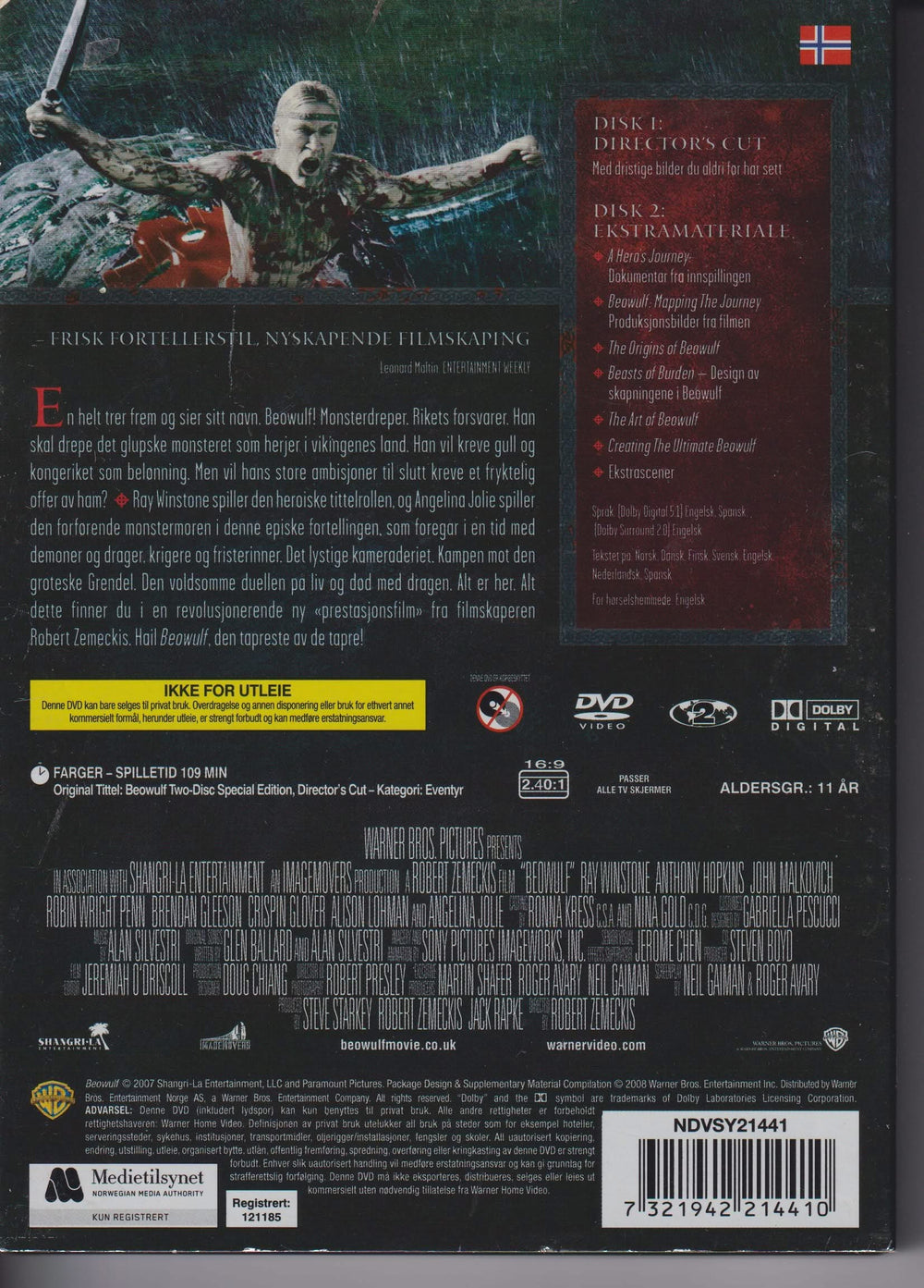 Beowulf – Two-Disc Director's Cut. 2007. DVD.