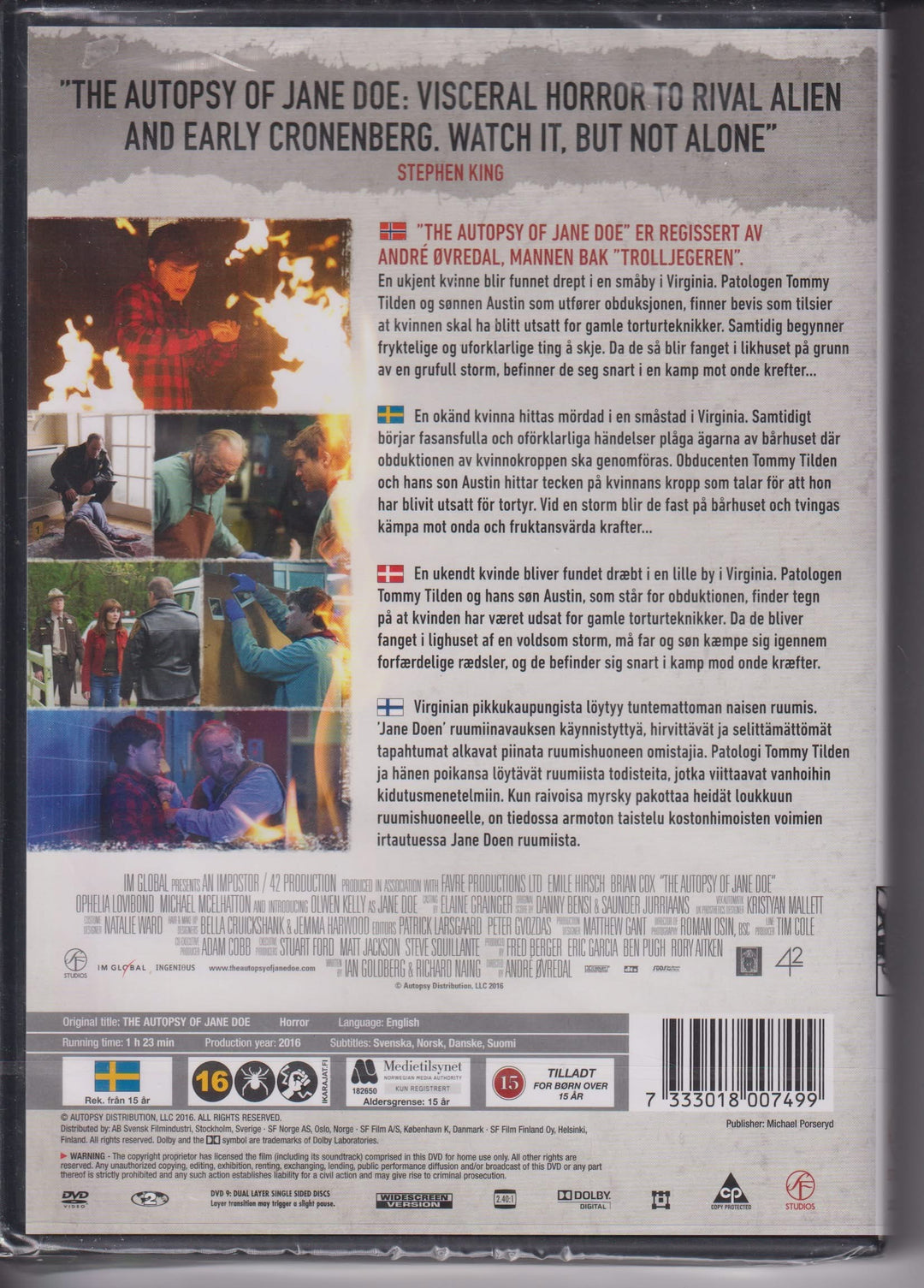 The Autopsy of Jane Doe. 2016. DVD. Ny i plast!