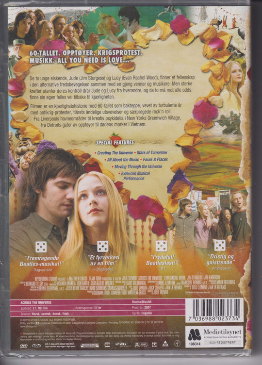 Across the Universe. 2007. DVD. Ny i plast!