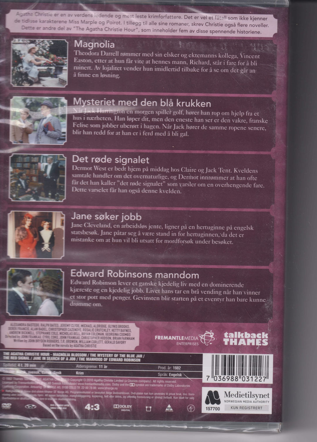 The Agatha Christie Hour – Boks 2. 1982. DVD samleboks. Ny i plast!