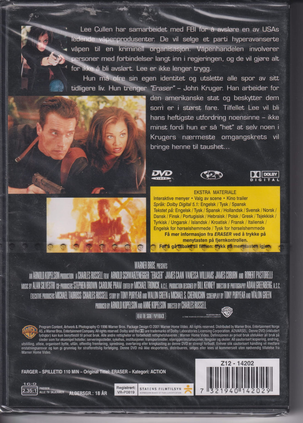 Eraser. 1996. DVD. Ny i plast!
