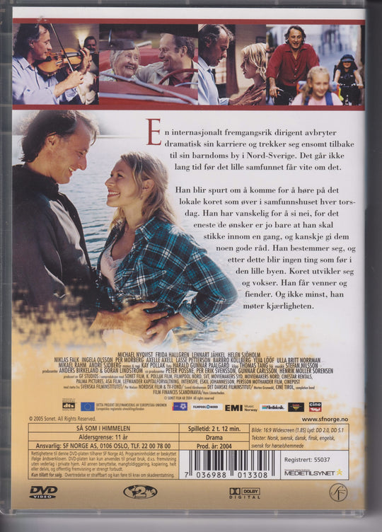 Så som i himmelen. 2004. DVD.