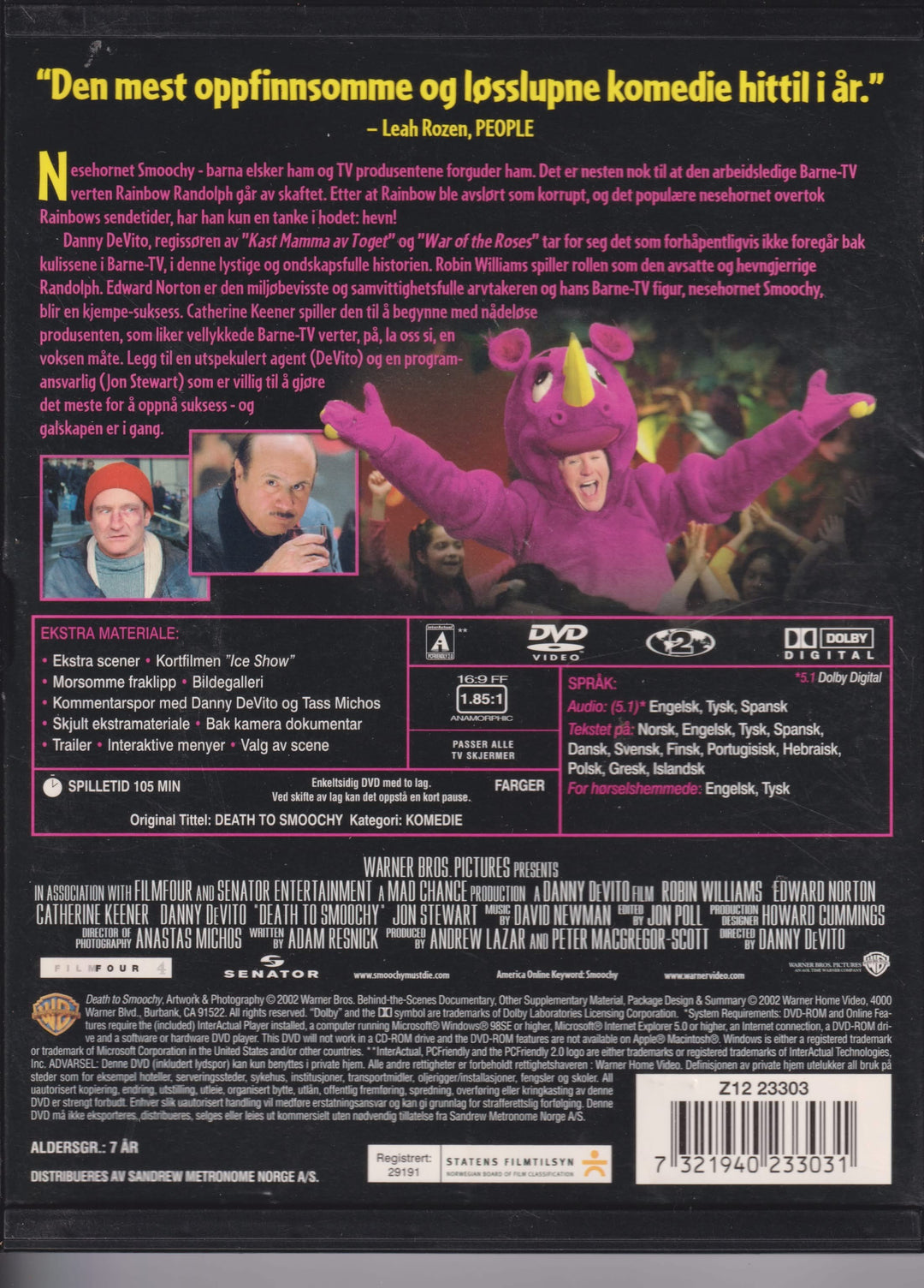 Death to Smoochy. 2002. DVD.