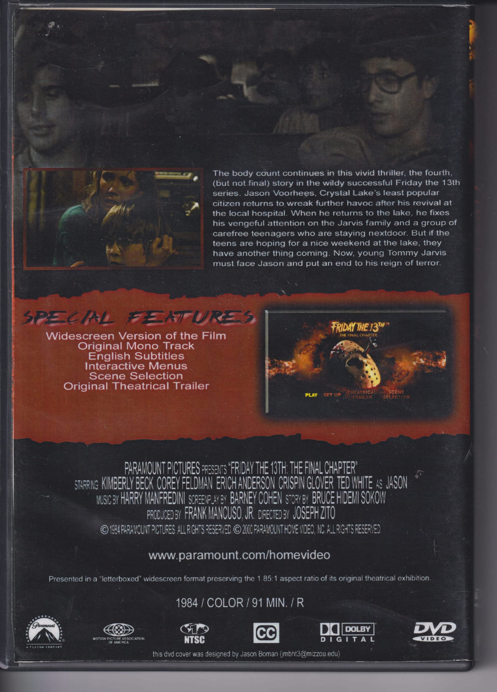 Friday the 13th: The Final Chapter. 1984. DVD.