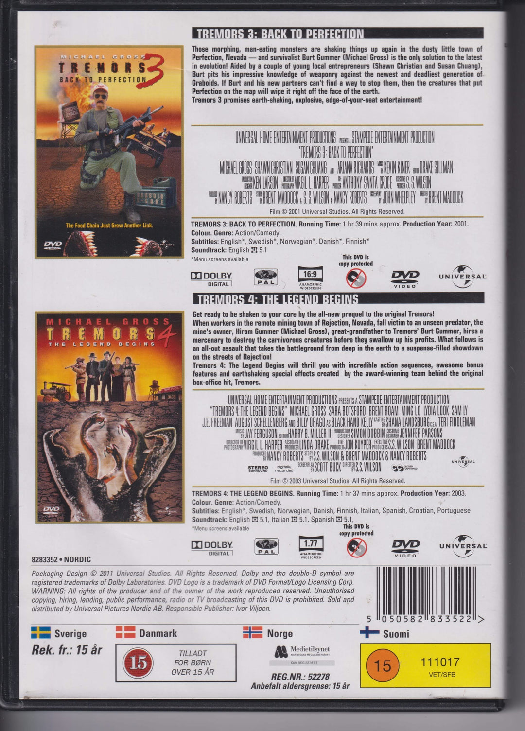 Tremors 3 & Tremors 4 – 2 Film Boxset. DVD samleboks.
