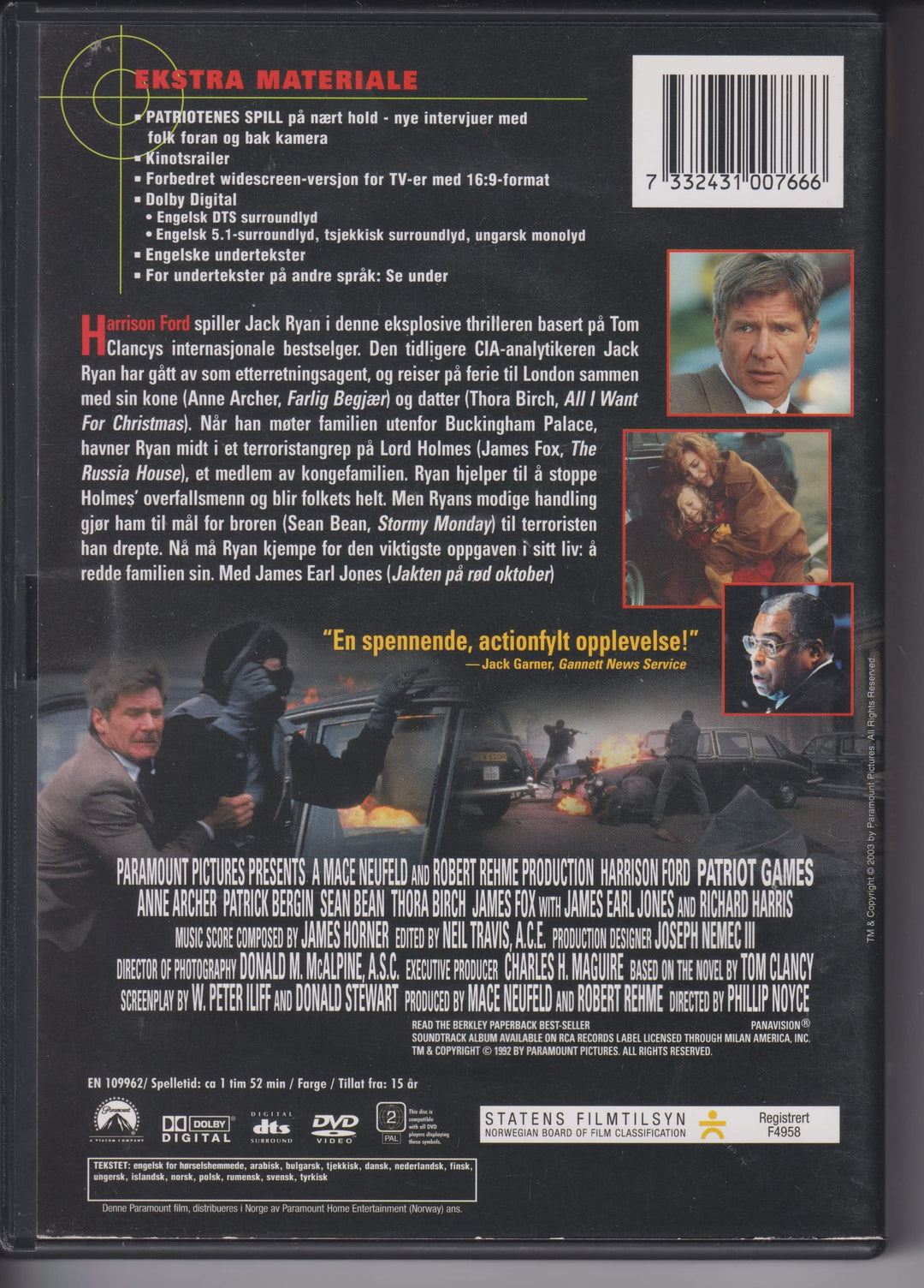 Patriotenes spill – Special Collector's Edition. 1992. DVD.