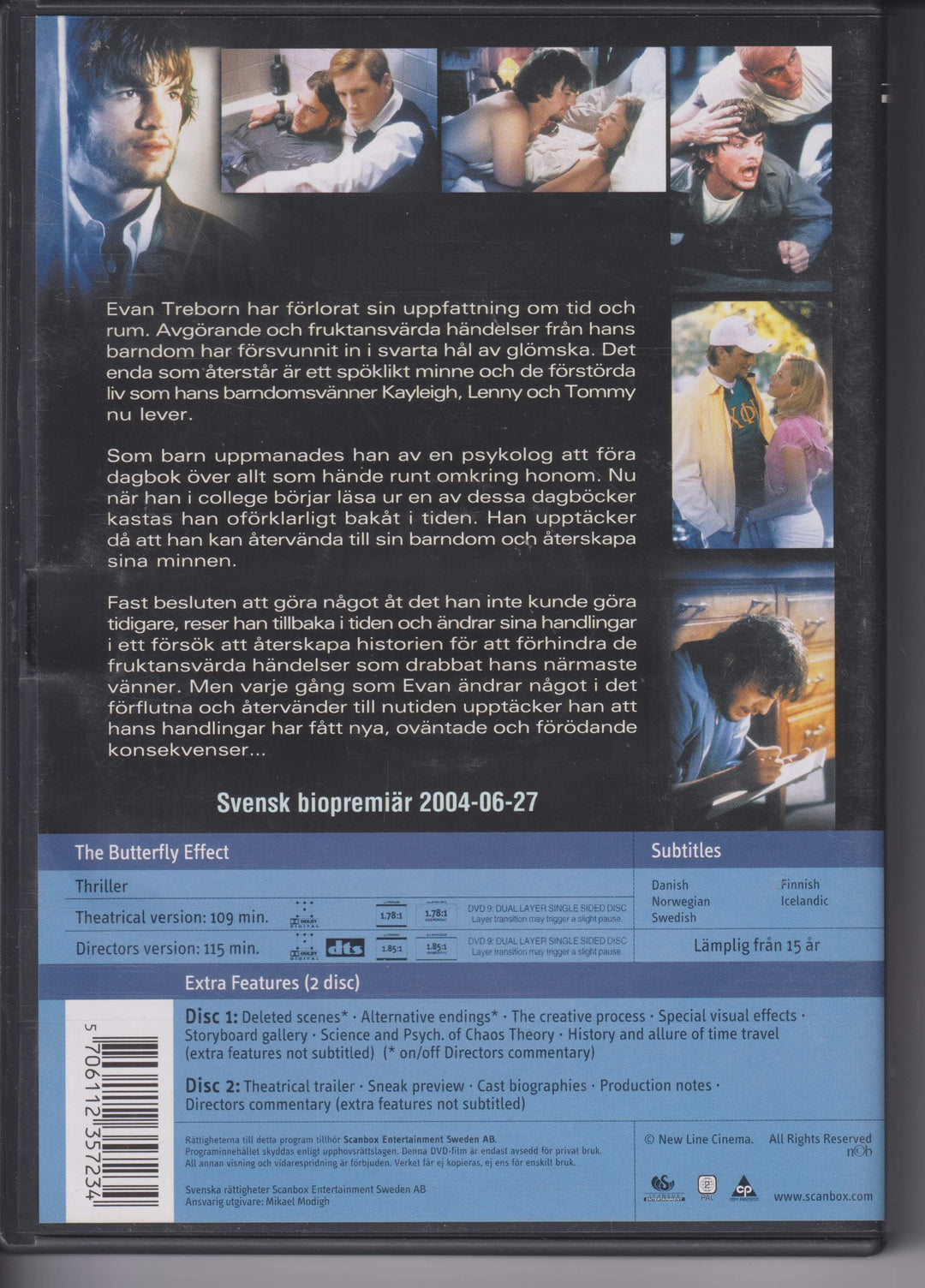 The Butterfly Effect – 2 Disc Edition. 2004. DVD.