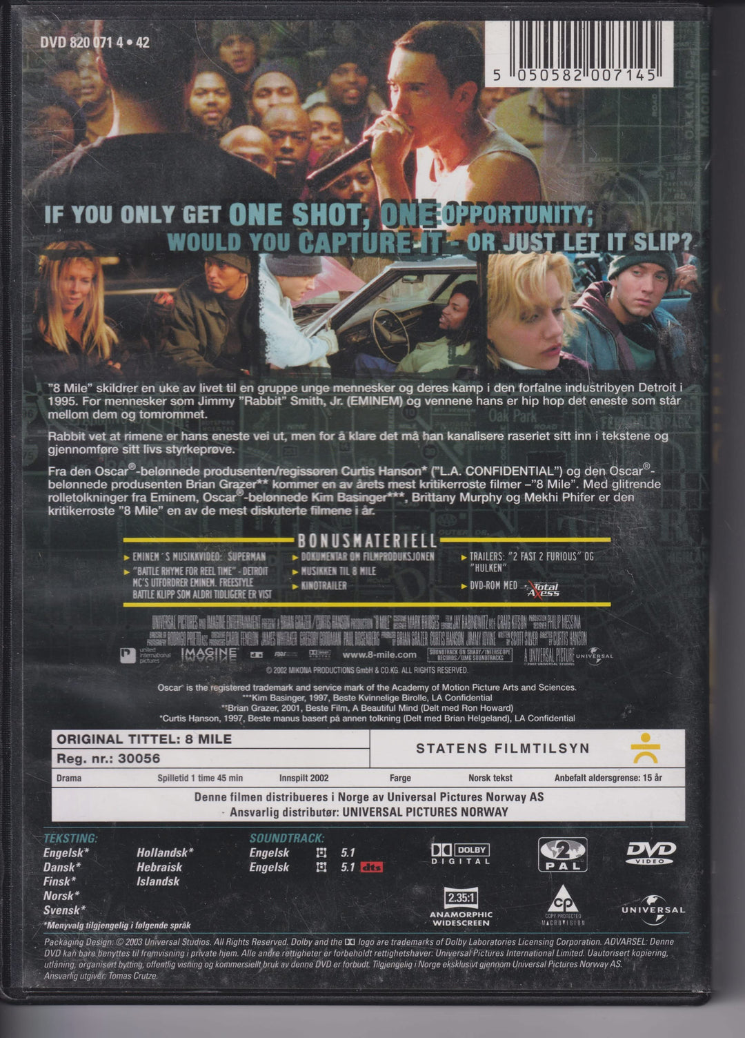 8 Mile. 2002. DVD.