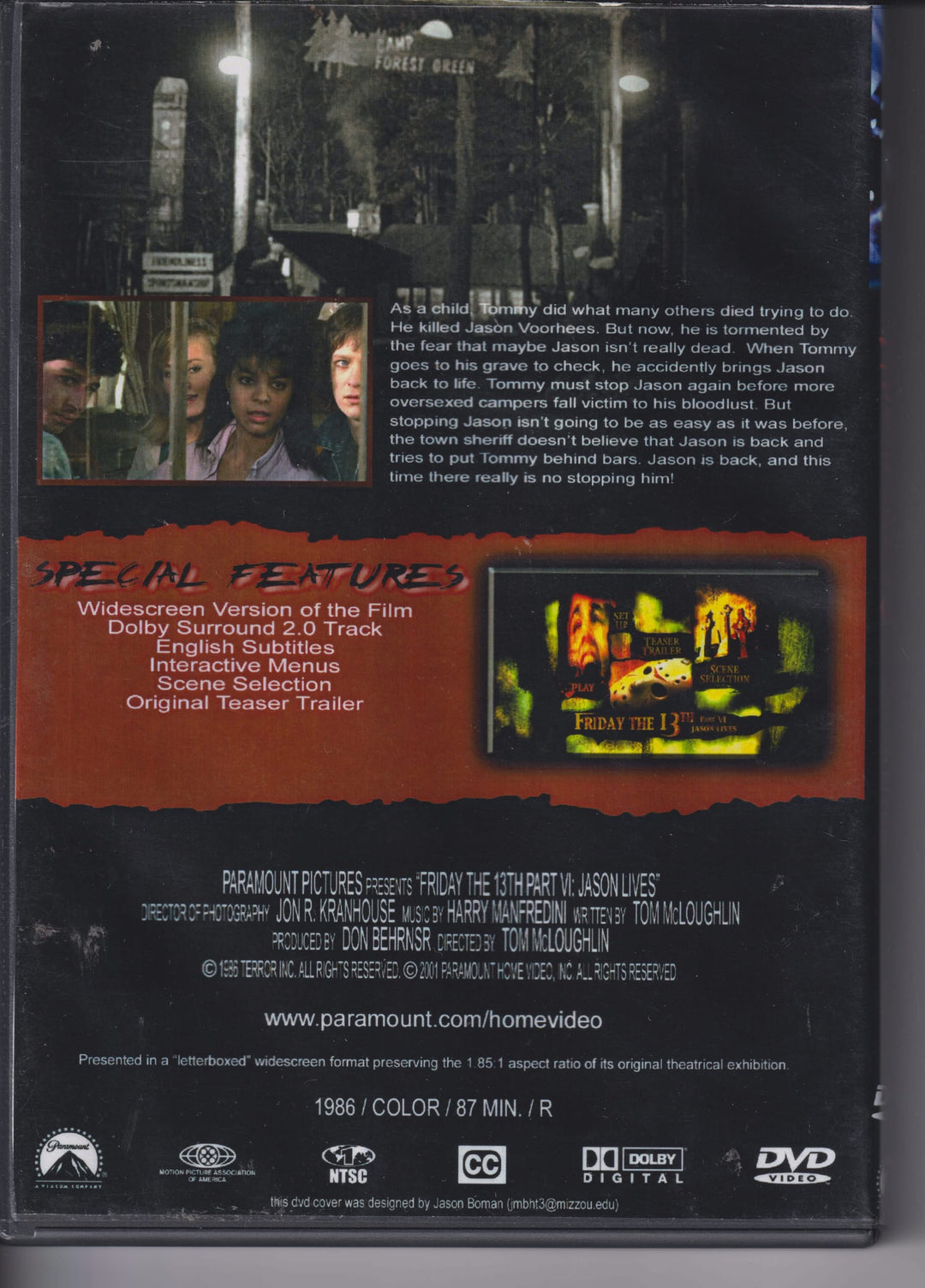 Friday the 13th Part VI: Jason Lives. 1986. DVD.
