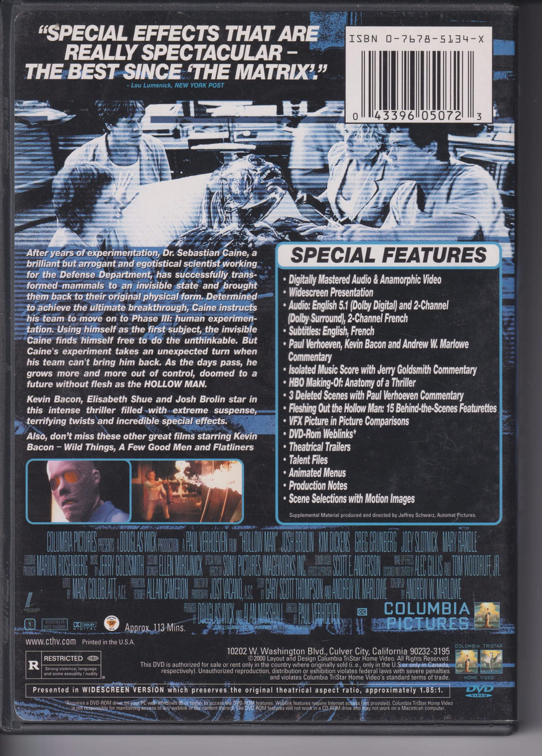 Hollow Man – Special Edition. 2000. DVD.