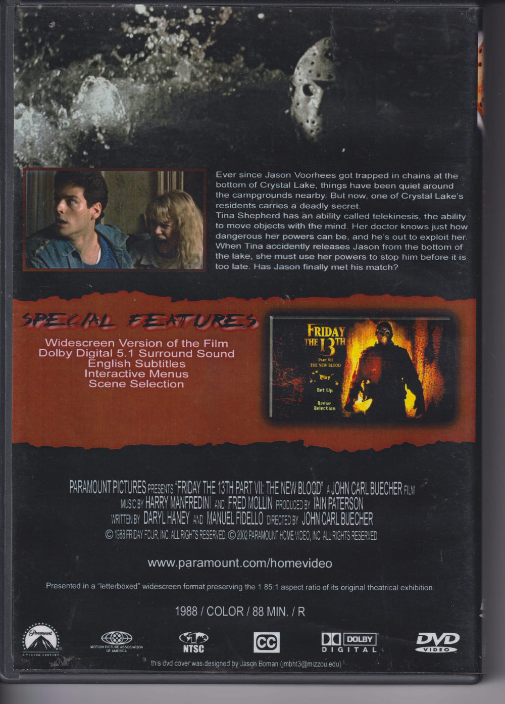 Friday the 13th Part VII: The New Blood. 1988. DVD.